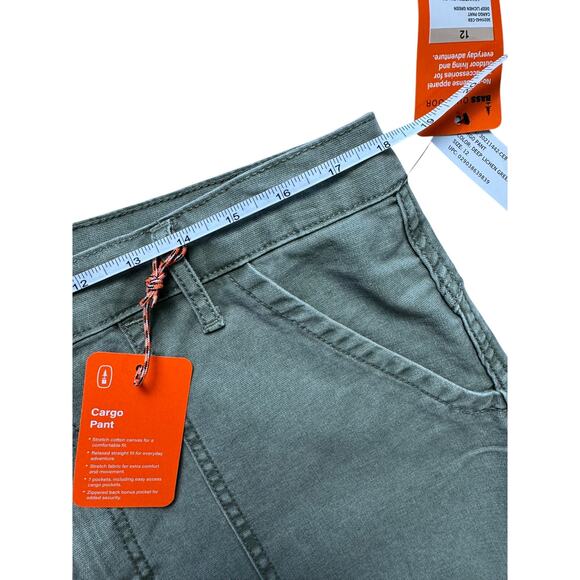 BASS OUTDOOR Women's High-Rise Canvas Cargo Pants NWT LICHEN GREEN SIZE 12 - Picture 10 of 11